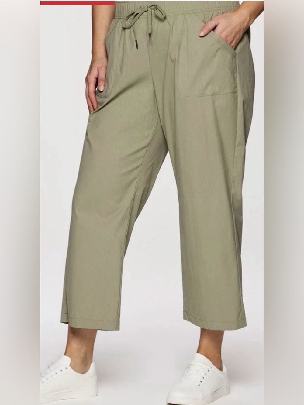 RBX 3X Womens Birdie Textured Olive Green Ankle Pants